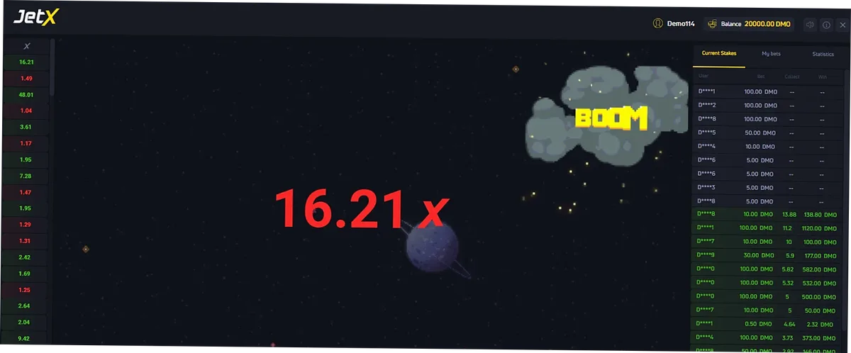 JetX multiplier distribution chart